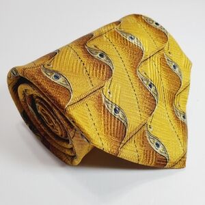 Robert Talbott Studio Gold Geometric Pattern Men's Silk Neck Tie 58x3.75"